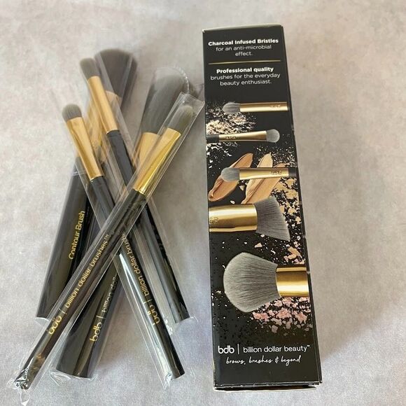 Billion Dollar Brows Charcoal Brush Set Makeup Brush Set 5 Ct NEW in BOX! - Picture 3 of 12